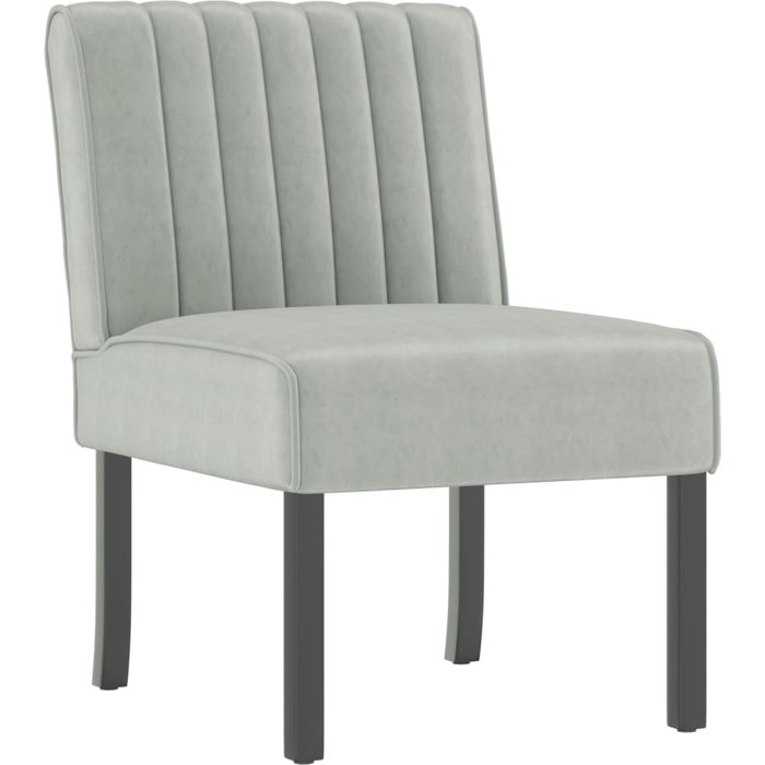 Silla tapizada de terciopelo gris claro
