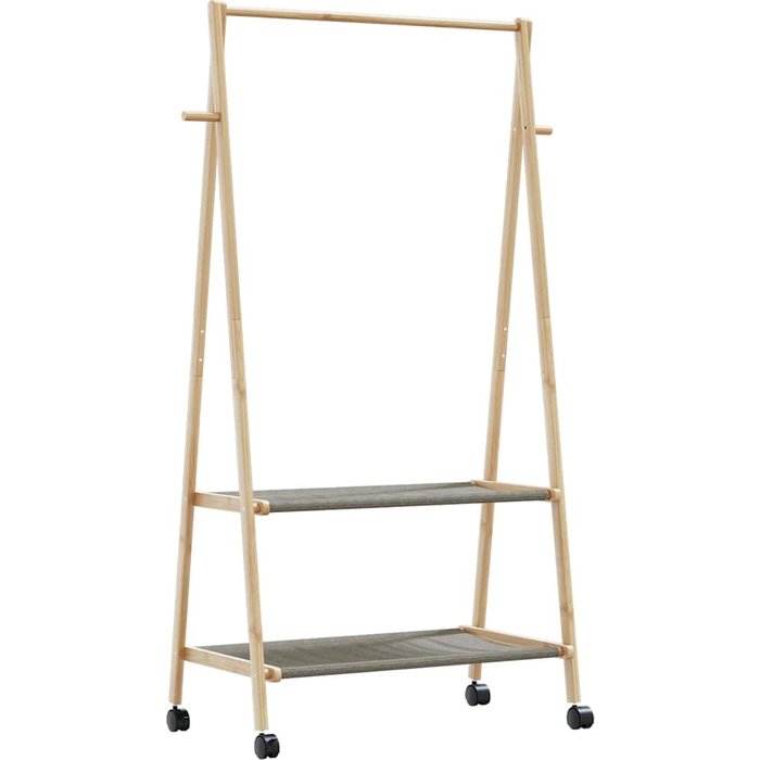 Perchero con baldas y ruedas 96x45,5x155,5cm bambú