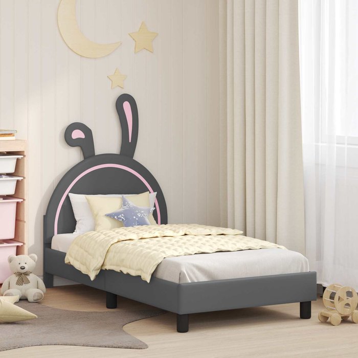 Cama para niños con cabecero gris claro 80 x 160 cm pu