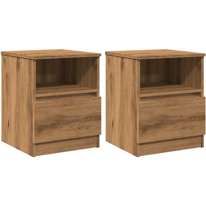 Mesitas noche 2 uds madera ingeniería roble artisan 40x40x50 cm - comfortxl