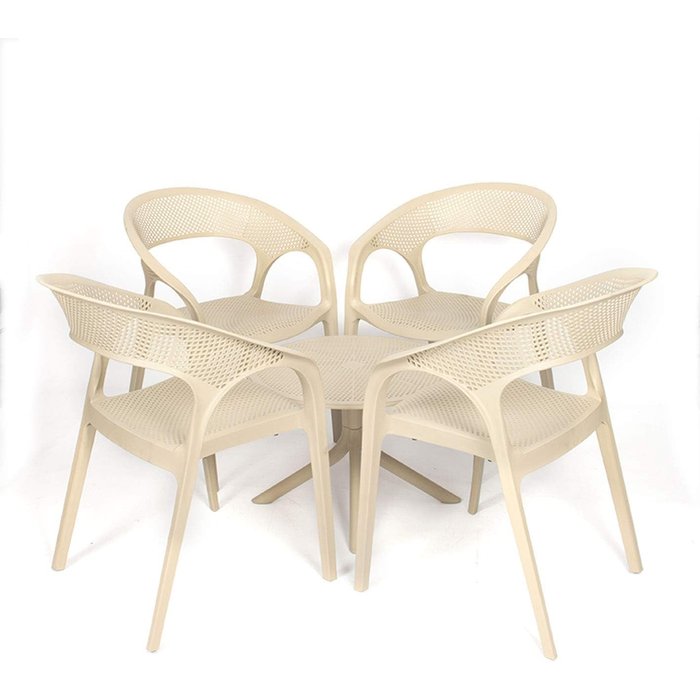 Conjunto de resina carisma. reciclable 100%. para interior y exterior (crema)