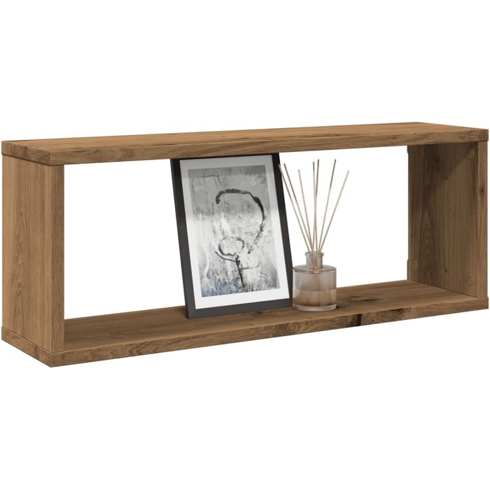 Estantes cubo de pared 4 piezas roble artesanal 60x15x23 cm