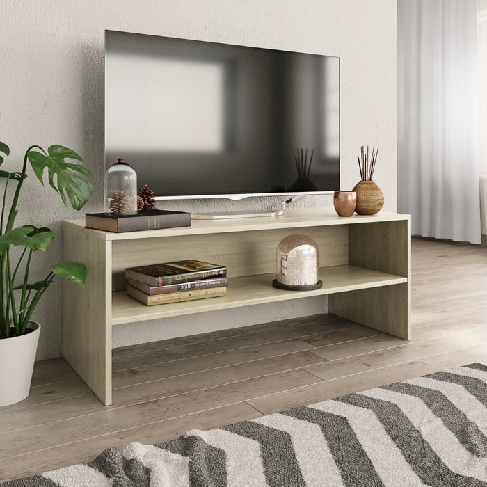 Mueble de tv madera contrachapada color roble 100x40x40cm - comfortxl
