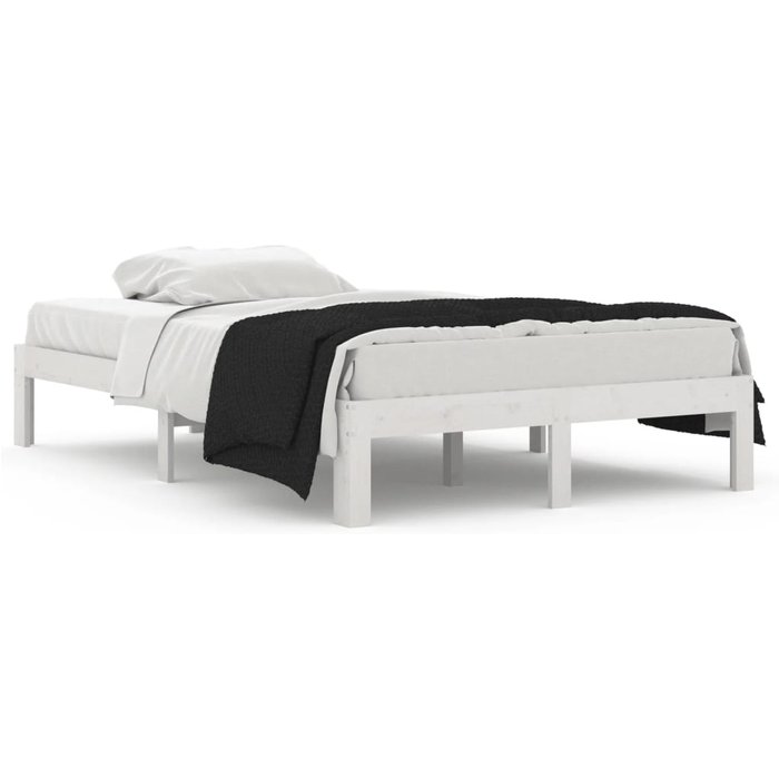Estructura de cama doble pequeña sin colchón blanca 120x190 cm — comfortxl