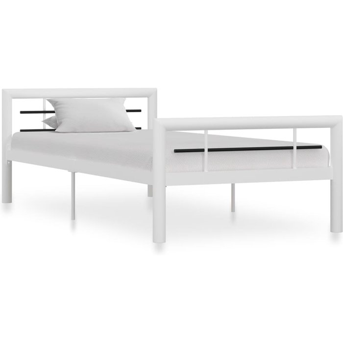 Estructura de cama sin colchón metal blanco y negro 100x200 cm