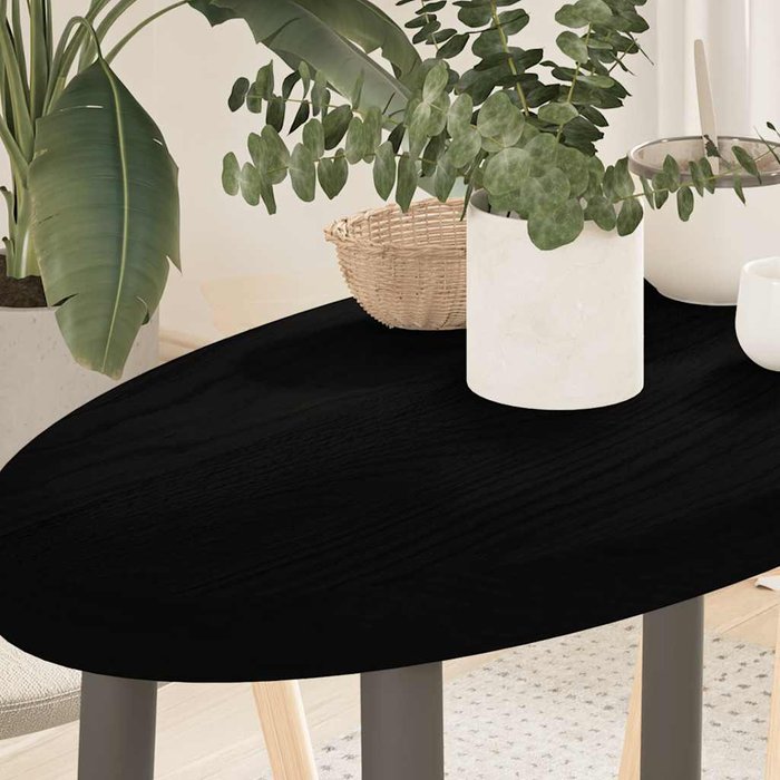 Tablero ovalado marrón oscuro, 80x40x4 cm, madera maciza de roble.