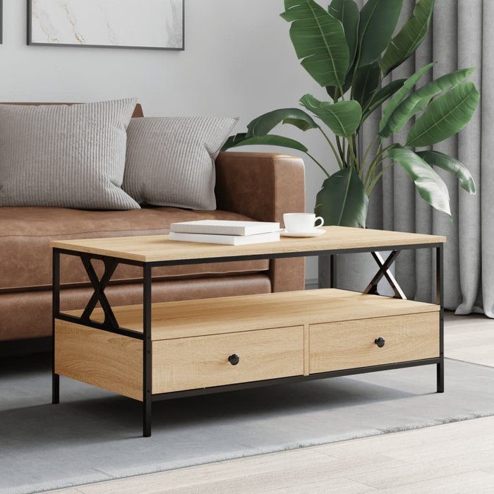 Mesa de centro roble sonoma 100x51x45 cm madera contrachapada