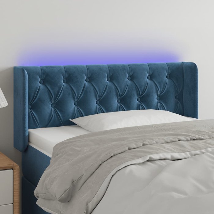 Maison exclusive - cabecero con led de terciopelo azul oscuro 103x16x78/88 cm