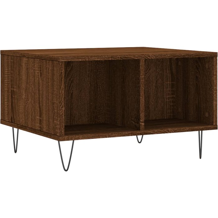 Mesa de centro roble marrón 60x50x36,5 cm madera contrachapada
