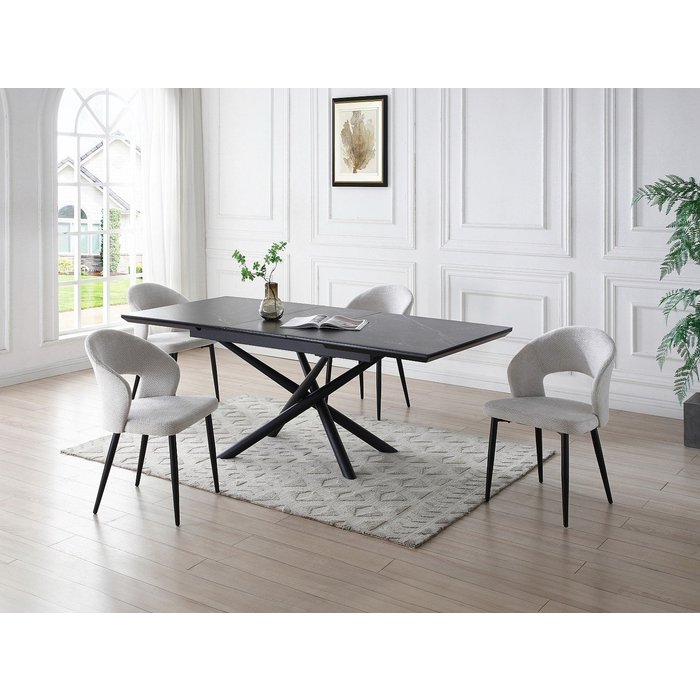 Conjunto de 2 sillas de tela y metal negro - gris - niyama