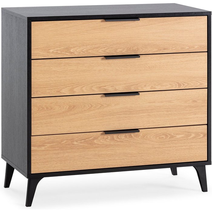 Cómoda de noche kalma 4 cajones color negro/roble