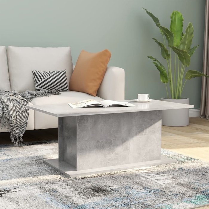 Mesa de centro gris cemento 102x55,5x40 cm madera contrachapada