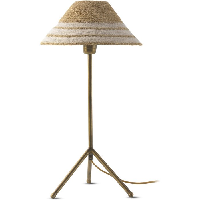 Lámpara de mesa con pantalla de fibra natural trenzada