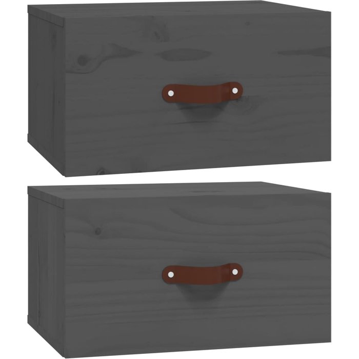 Mesita de noche de pared 2 uds gris 40x29,5x22 cm - comfortxl