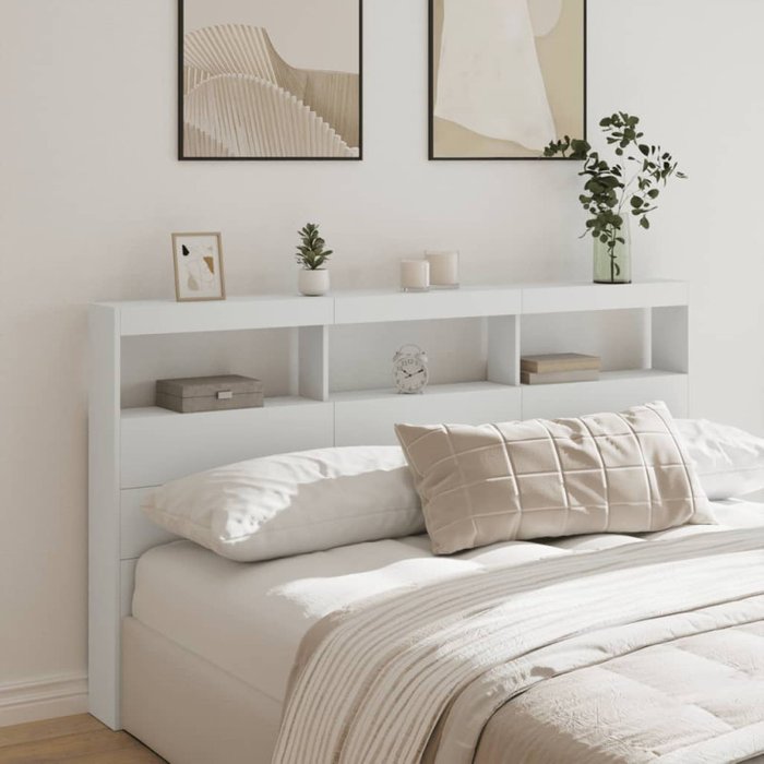 Vidaxl cabecero de cama con led blanco 180x17x102 cm