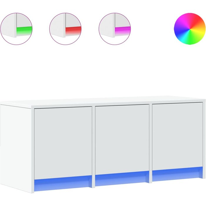 Mueble tv de madera compuesta blanca con led 97x34x40 cm - comfortxl