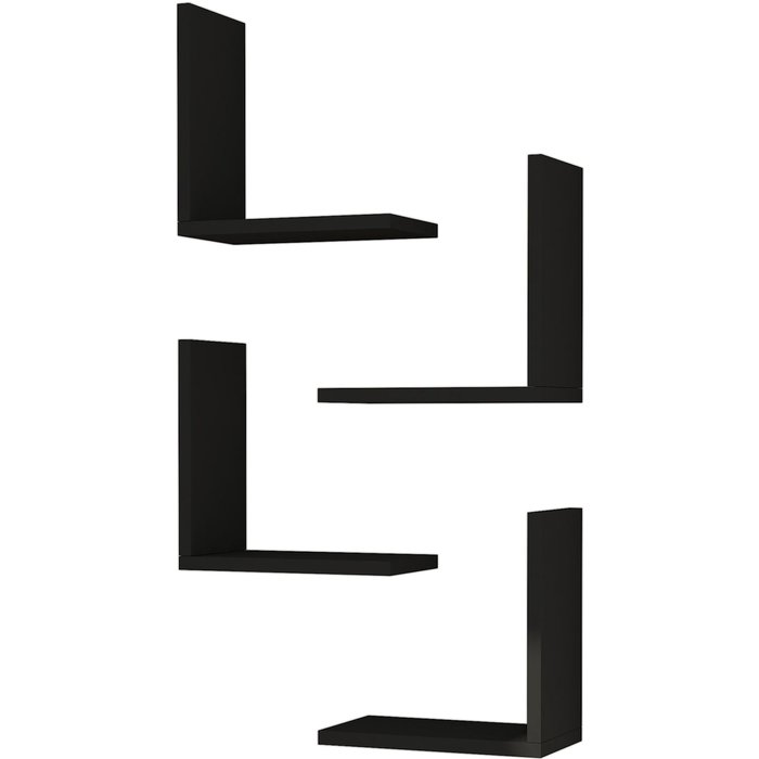 Juego de 4 estantes de pared 30 x 30 x 16 cm negro 03_0007094