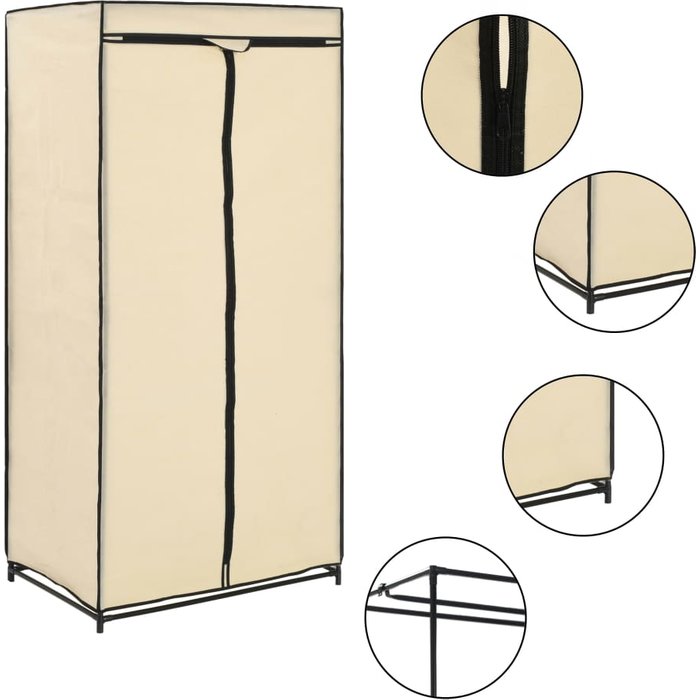 2 uds armario | guardarropas color crema 75x50x160 cm cfw53752