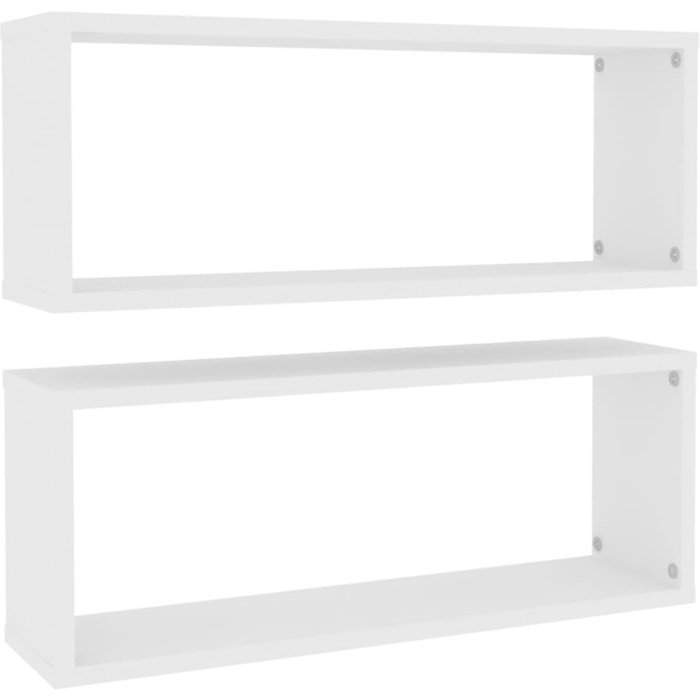 Estante cubo de pared 2 uds madera ingeniería blanco 60x15x23cm- comfortxl