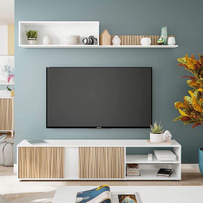 Salón ecco blanco artik (blanco mate) - natur 180 x 40 x 33 cm