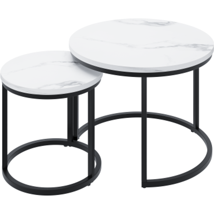 Conjunto de mesas bajas apilables blancas (2 piezas) - comfortxl