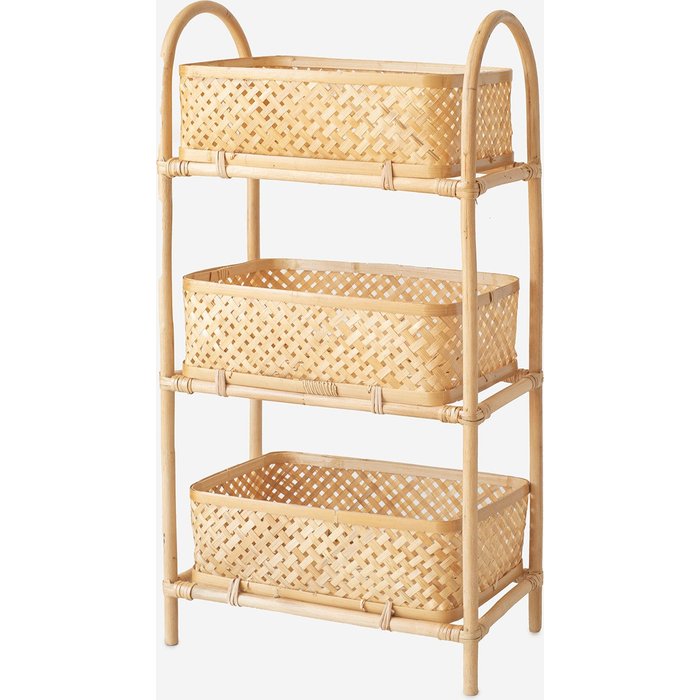 Estante de almacenaje ratán 45x25x91 cm – natural, ligero y decorativo