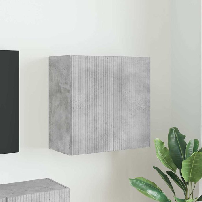 Mueble de tv de pared, gris hormigón, 59,5 x 31 x 60 cm, madera de ingeniería