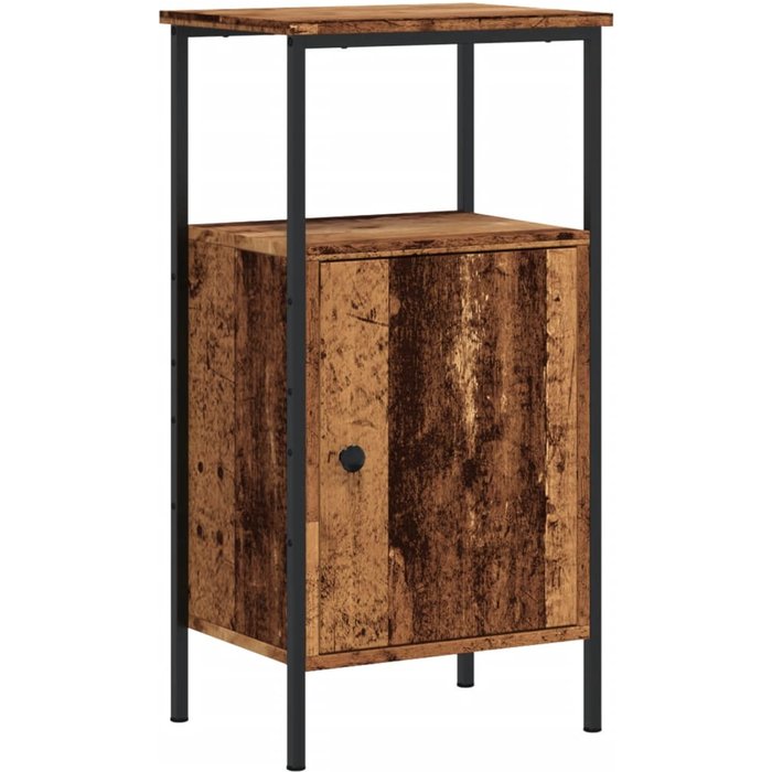 Mesita de noche madera ingeniería madera envejecida 41x31x80 cm - comfortxl