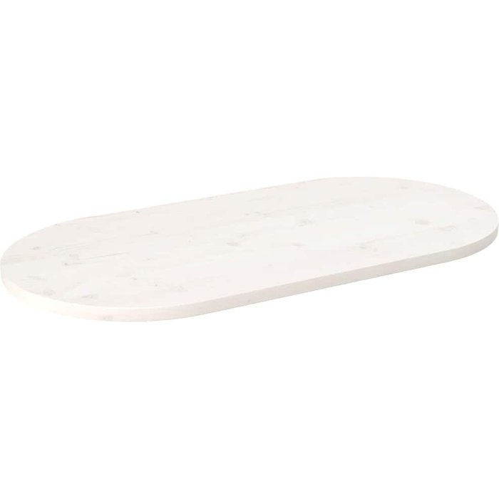 Tablero ovalado blanco, 100x50x2,5 cm, madera maciza de pino.