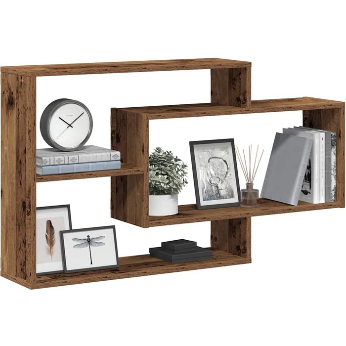 Estantería de pared, madera envejecida, 104x20x58,5 cm, madera de ingeniería.
