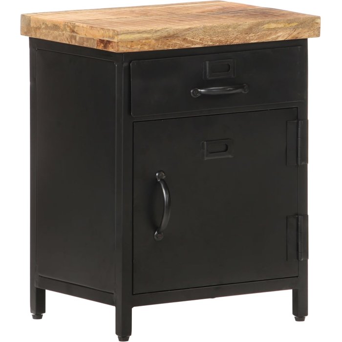 Mesita de noche de madera maciza de mango rugosa 40x30x52 cm