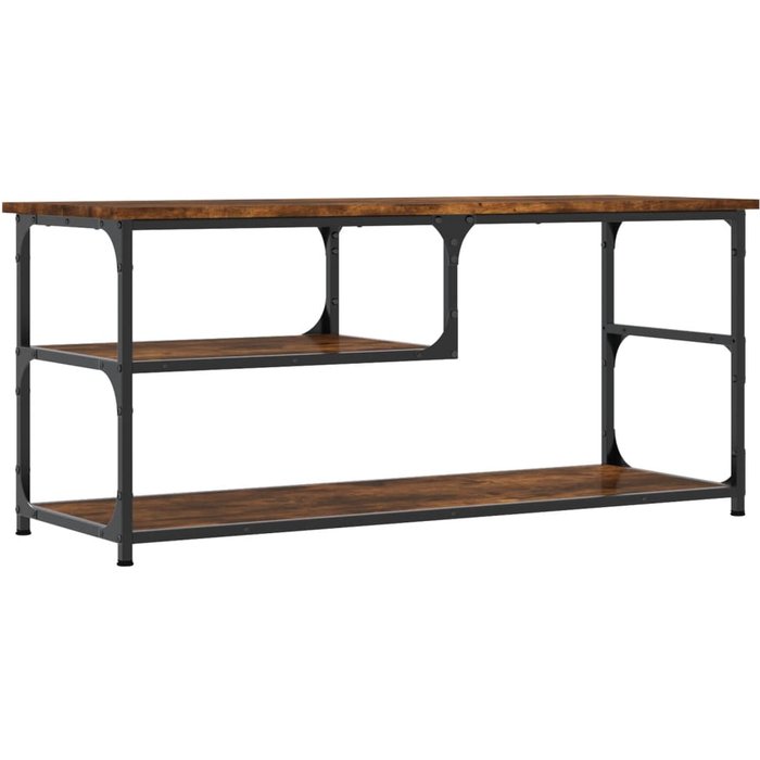 Mueble tv roble ahumado 103x38x46,5 cm madera contrachapada y acero