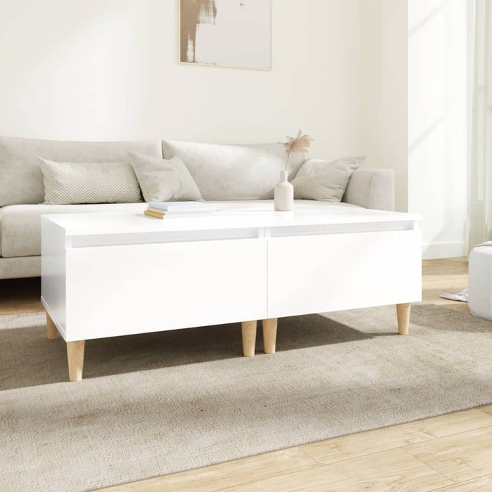 Mesas auxiliares 2 uds contrachapada blanco brillo 50x46x35 cm - comfortxl
