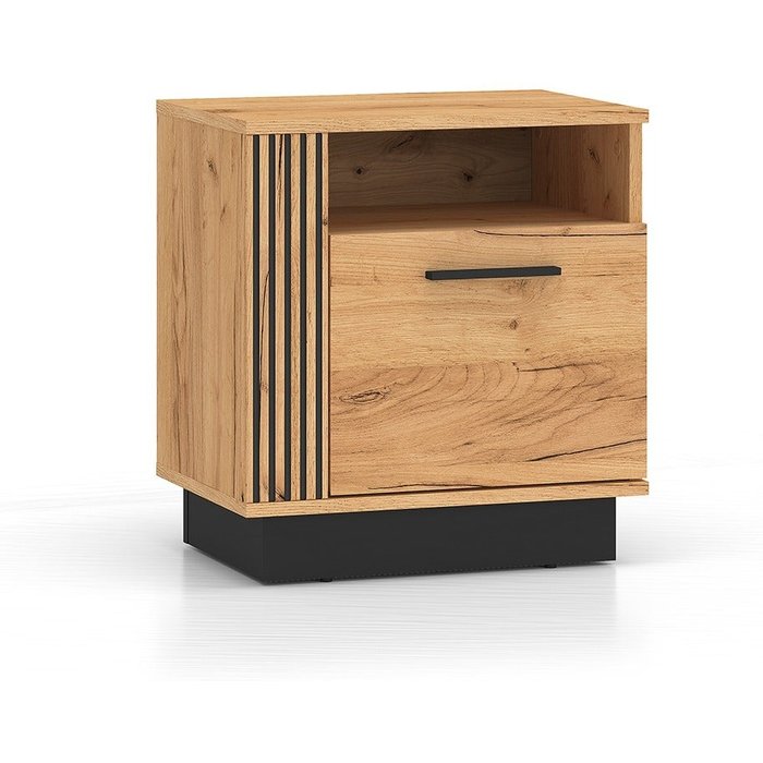 Mesita de noche 1 puerta solal madera y negro