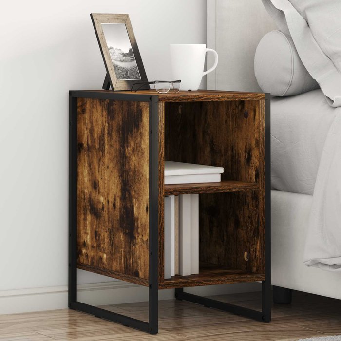 Mesa de noche 2 pcs roble humo 39.5 x 30 x 50 cm
