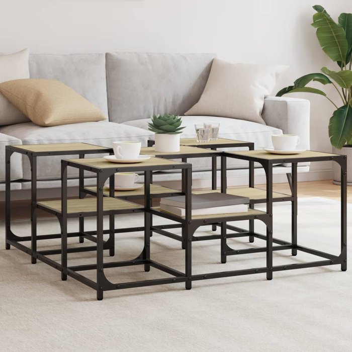 Mesa de centro roble sonoma 91x91x40 cm madera contrachapada