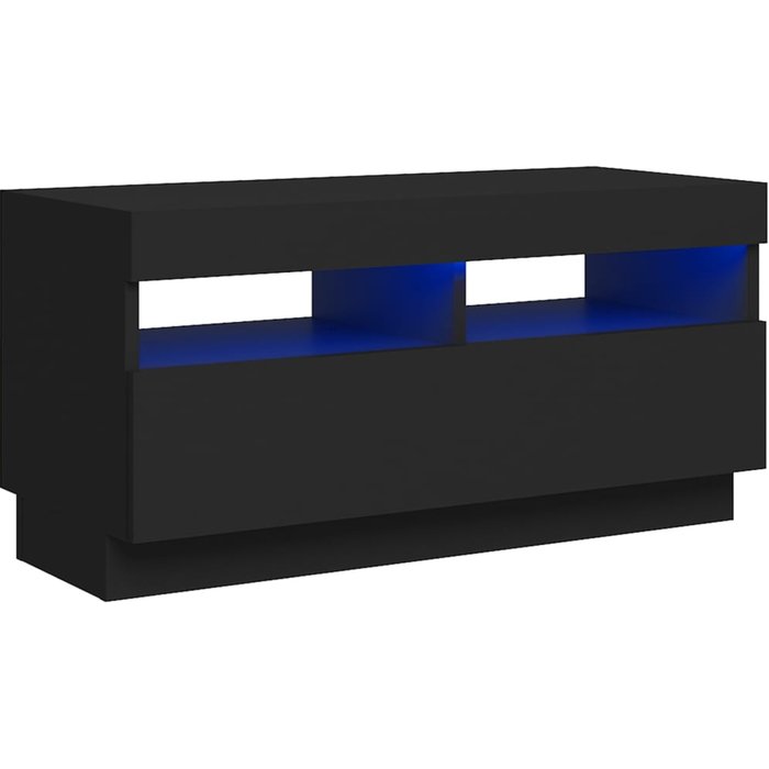 Mueble tv con luces led negro 80x35x40 cm