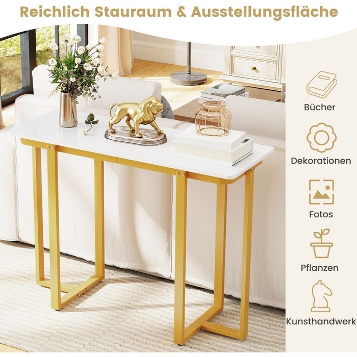 Consola estrecha con tablero efecto mármol