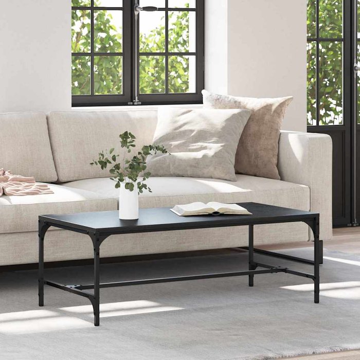 Mesa de centro, roble negro, 100 x 50 x 35 cm, madera de ingeniería.