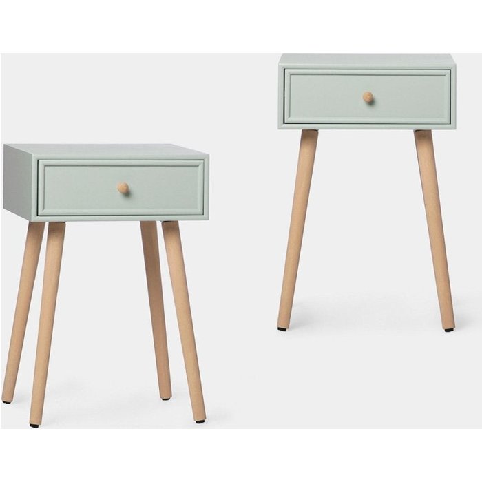 Pack 2 mesitas de noche efecto madera menta 40 x 61 cm