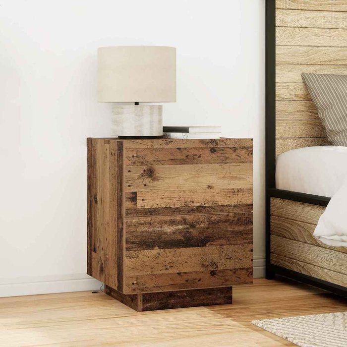 Maison exclusive - armario de noche con cajón 2 pcs madera vieja 45 x 40 x 55 cm