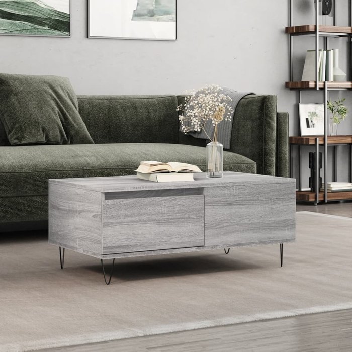 Mesa de centro sonoma gris 90x50x36,5 cm madera contrachapada