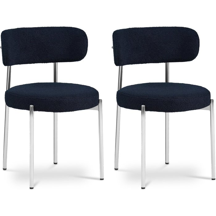 Juego de 2 sillas nova de estilo contemporáneo en bouclé color azul noche