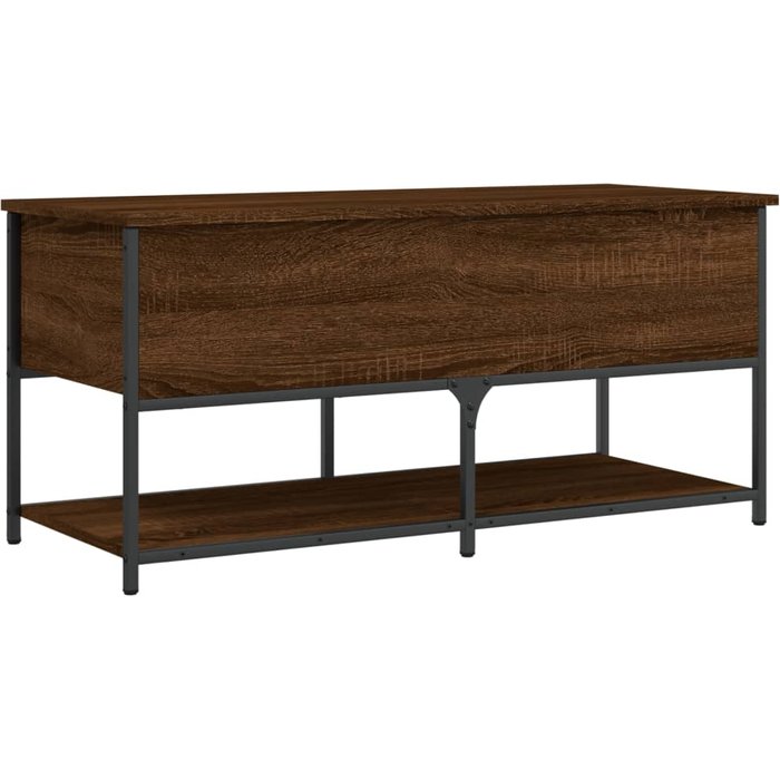 Banco almacenaje madera ingeniería marrón roble 100x42,5x47 cm - comfortxl