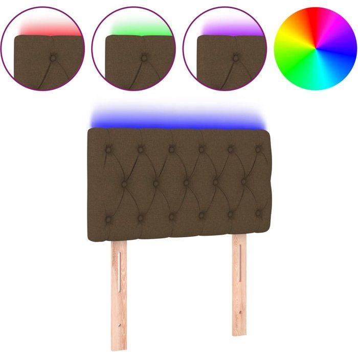 Cabecero cama - mueble cabecero con led de tela marrón oscuro 80x7x78/88 cm