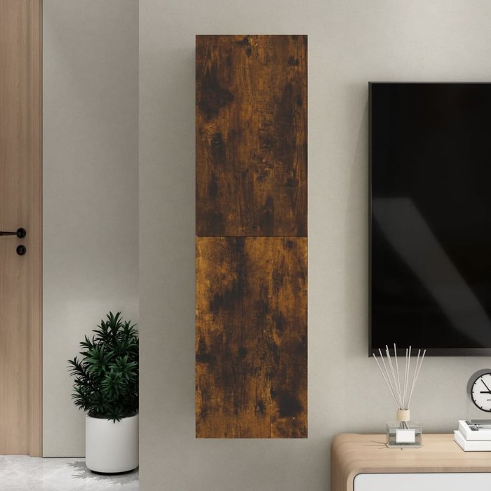Mueble tv de pared roble ahumado 30,5x30x110 cm