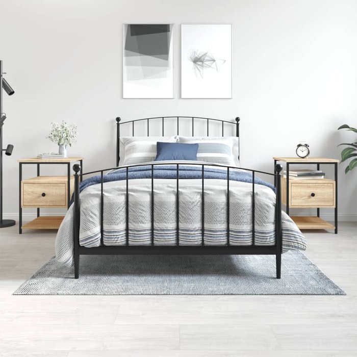 Mesitas de noche, 2 unidades, roble sonoma, 40x42x56 cm, madera de ingeniería.