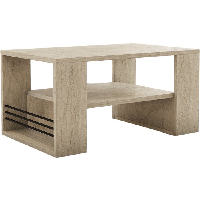 Mesa baja de madera iris - 80 x 50 x 40 cm - travertino