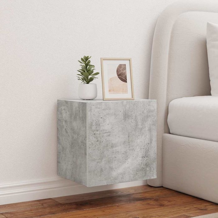 Muebles de tv de pared con luces led, 2 piezas, gris hormigón, 40,5x35x40 cm