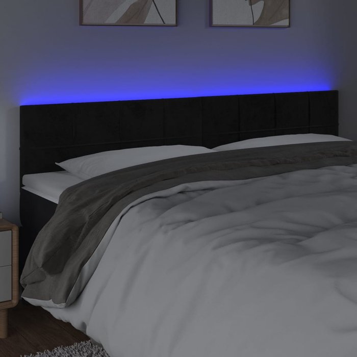 Maison exclusive - cabecero con led de terciopelo negro 180x5x78/88 cm